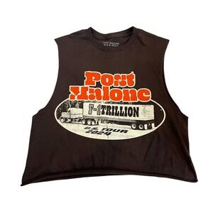 Post Malone F-1 Trillion US Tour 2024 Brown Graphic Cropped Tank Top Size Medium
